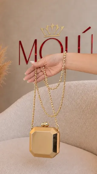 CLUTCH GEOMÉTRICA DOURADA
